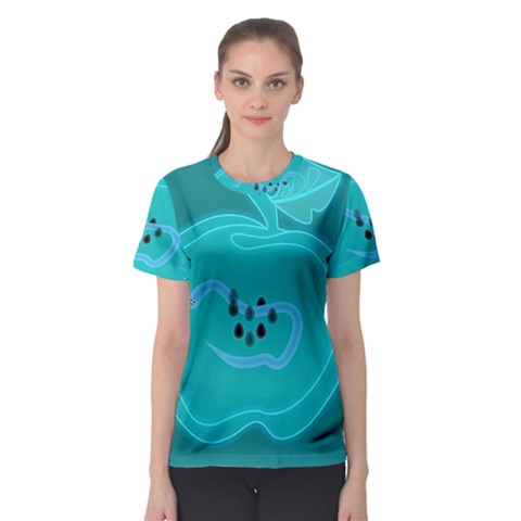 Xray Worms Fruit Apples Blue Women s Sport Mesh Tee by Mariart