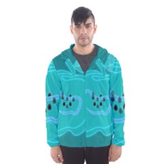 Xray Worms Fruit Apples Blue Hooded Wind Breaker (men) by Mariart