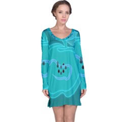 Xray Worms Fruit Apples Blue Long Sleeve Nightdress by Mariart