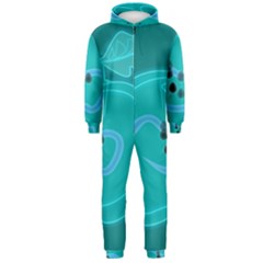 Xray Worms Fruit Apples Blue Hooded Jumpsuit (men)  by Mariart