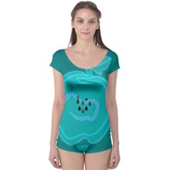 Xray Worms Fruit Apples Blue Boyleg Leotard  by Mariart