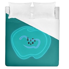 Xray Worms Fruit Apples Blue Duvet Cover (queen Size) by Mariart