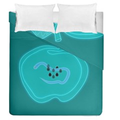 Xray Worms Fruit Apples Blue Duvet Cover Double Side (queen Size) by Mariart