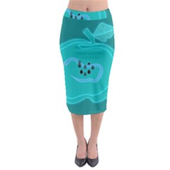 Xray Worms Fruit Apples Blue Midi Pencil Skirt by Mariart