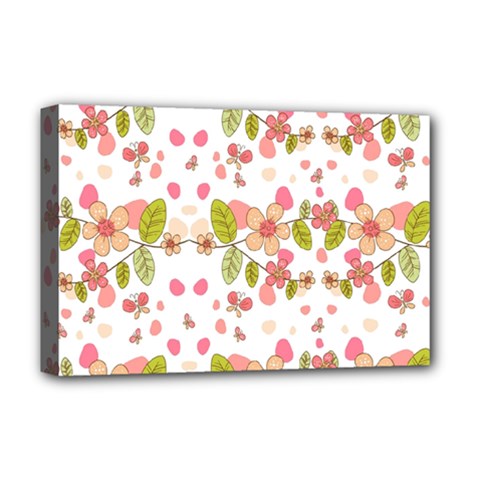 Floral Pattern Deluxe Canvas 18  X 12   by Valentinaart