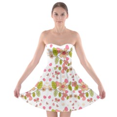 Floral Pattern Strapless Bra Top Dress by Valentinaart