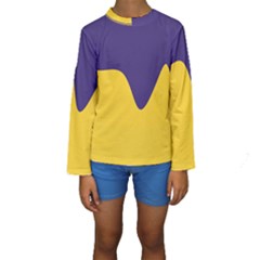 Purple Yellow Wave Kids  Long Sleeve Swimwear by Mariart