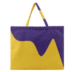 Purple Yellow Wave Zipper Large Tote Bag by Mariart