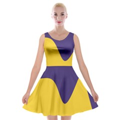 Purple Yellow Wave Velvet Skater Dress by Mariart