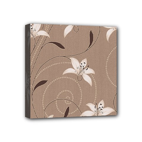 Star Flower Floral Grey Leaf Mini Canvas 4  X 4  by Mariart