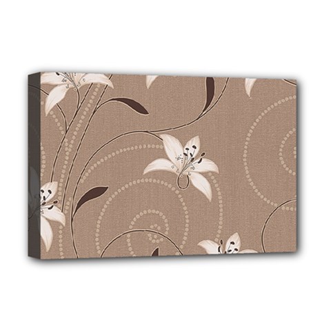 Star Flower Floral Grey Leaf Deluxe Canvas 18  X 12   by Mariart