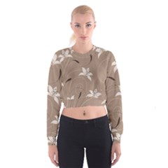 Star Flower Floral Grey Leaf Cropped Sweatshirt by Mariart