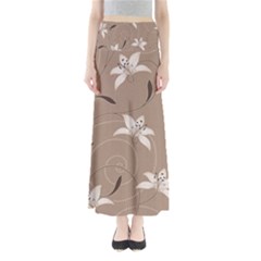 Star Flower Floral Grey Leaf Maxi Skirts by Mariart