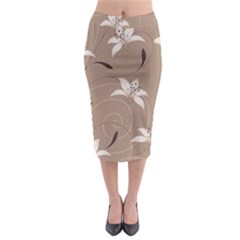 Star Flower Floral Grey Leaf Midi Pencil Skirt by Mariart