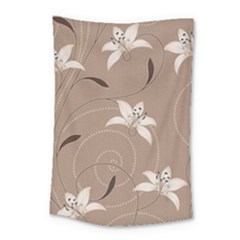 Star Flower Floral Grey Leaf Small Tapestry by Mariart