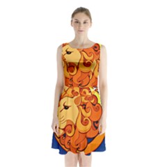 Zodiac Leo Sleeveless Chiffon Waist Tie Dress by Mariart