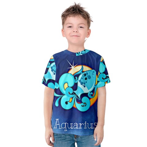 Zodiac Aquarius Kids  Cotton Tee by Mariart