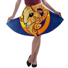 Zodiac Aries A-line Skater Skirt by Mariart