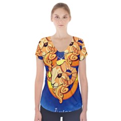 Zodiac Aries Short Sleeve Front Detail Top by Mariart