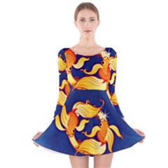 Zodiac Pisces Long Sleeve Velvet Skater Dress by Mariart