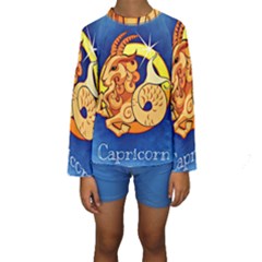 Zodiac Capricorn Kids  Long Sleeve Swimwear by Mariart