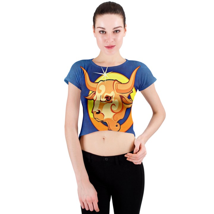 Zodiac Taurus Crew Neck Crop Top