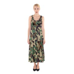 Army Camouflage Sleeveless Maxi Dress by Mariart