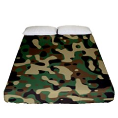 Army Camouflage Fitted Sheet (queen Size) by Mariart