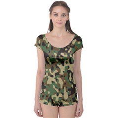 Army Camouflage Boyleg Leotard  by Mariart