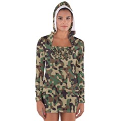 Army Camouflage Women s Long Sleeve Hooded T-shirt by Mariart