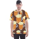 A Fun Cartoon Frothy Beer Tiling Pattern Men s Sport Mesh Tee View1