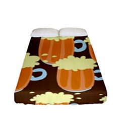 A Fun Cartoon Frothy Beer Tiling Pattern Fitted Sheet (full/ Double Size) by Nexatart