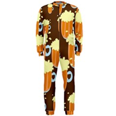 A Fun Cartoon Frothy Beer Tiling Pattern Onepiece Jumpsuit (men)  by Nexatart