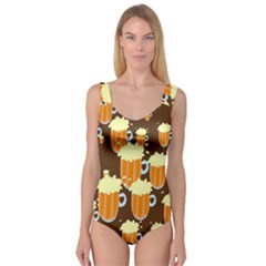 A Fun Cartoon Frothy Beer Tiling Pattern Princess Tank Leotard  by Nexatart