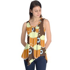 A Fun Cartoon Frothy Beer Tiling Pattern Sleeveless Tunic by Nexatart