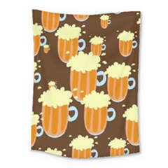 A Fun Cartoon Frothy Beer Tiling Pattern Medium Tapestry by Nexatart