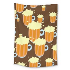 A Fun Cartoon Frothy Beer Tiling Pattern Large Tapestry by Nexatart