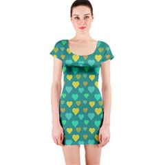 Hearts Seamless Pattern Background Short Sleeve Bodycon Dress by Nexatart