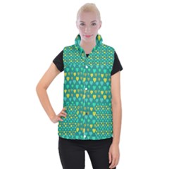 Hearts Seamless Pattern Background Women s Button Up Puffer Vest