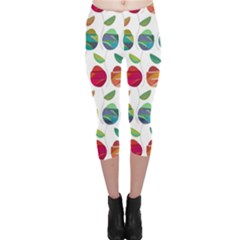 Watercolor Floral Roses Pattern Capri Leggings  by Nexatart