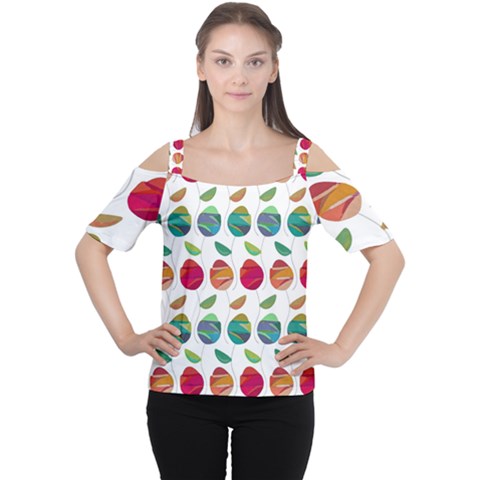 Watercolor Floral Roses Pattern Women s Cutout Shoulder Tee by Nexatart