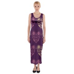 Purple Hearts Seamless Pattern Fitted Maxi Dress by Nexatart