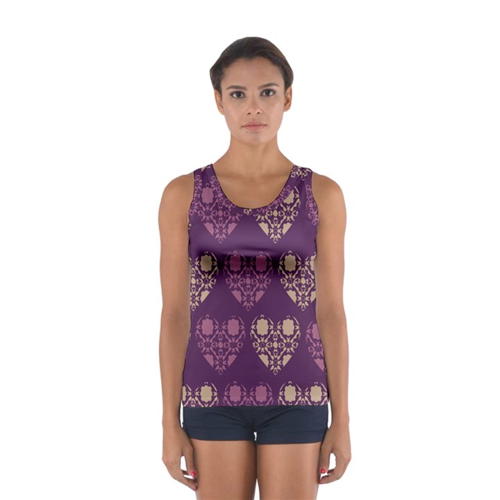 Purple Hearts Seamless Pattern Women s Sport Tank Top 