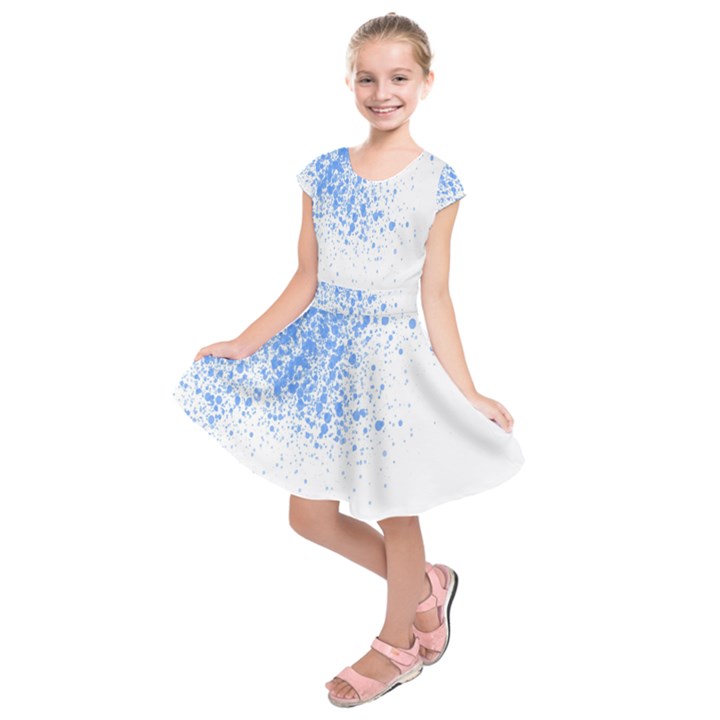 Blue Paint Splats Kids  Short Sleeve Dress