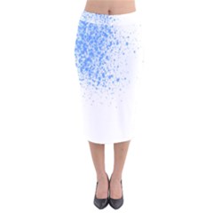 Blue Paint Splats Velvet Midi Pencil Skirt by Nexatart