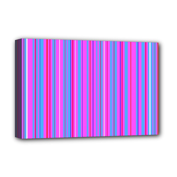 Blue And Pink Stripes Deluxe Canvas 18  x 12  