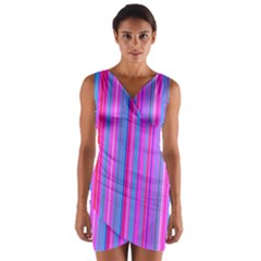 Blue And Pink Stripes Wrap Front Bodycon Dress by Nexatart