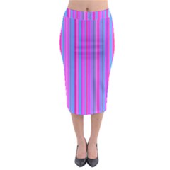 Blue And Pink Stripes Midi Pencil Skirt