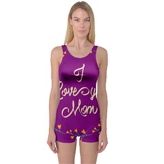 Happy Mothers Day Celebration I Love You Mom One Piece Boyleg Swimsuit by Nexatart