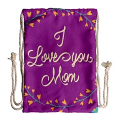 Happy Mothers Day Celebration I Love You Mom Drawstring Bag (large) by Nexatart